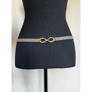 Vintage Genuine Snakeskin Belt Gold Hook Clasp Gray Leather 33" Women's Small/Md